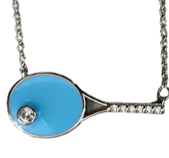 Tennis Happies Sleek Tennis Racket Necklace -NIKE shop modern tennis necklace blue